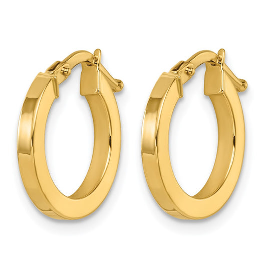 14k Yellow Gold Polished 2x14.5mm Square Tube Round Hoop Earrings