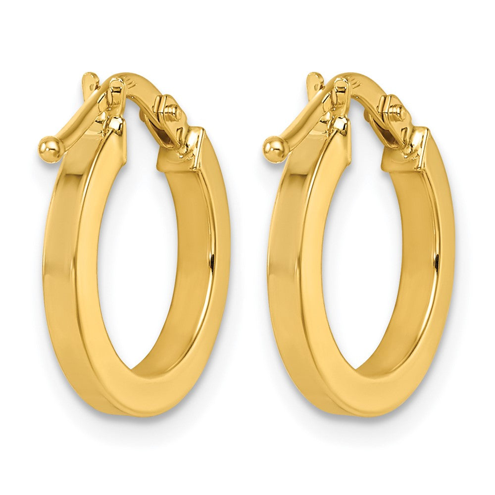 14k Yellow Gold Polished 2x14.5mm Square Tube Round Hoop Earrings