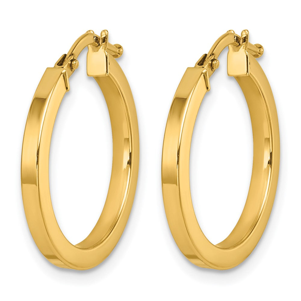 14k Yellow Gold Polished 2x19.8mm Square Tube Round Hoop Earrings