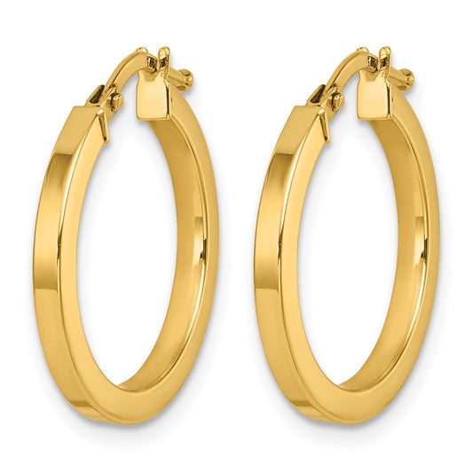 14k Yellow Gold Polished 2x19.8mm Square Tube Round Hoop Earrings