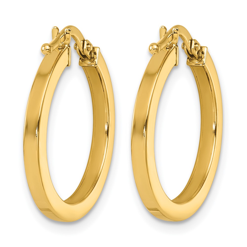 14k Yellow Gold Polished 2x19.8mm Square Tube Round Hoop Earrings