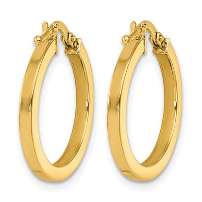 14k Yellow Gold Polished 2x19.8mm Square Tube Round Hoop Earrings