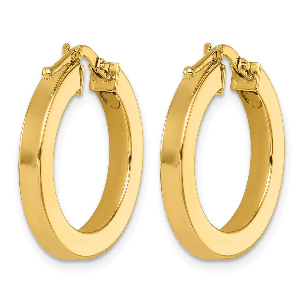 14k Yellow Gold Polished 2.9x21.4mm Square Tube Round Hoop Earrings