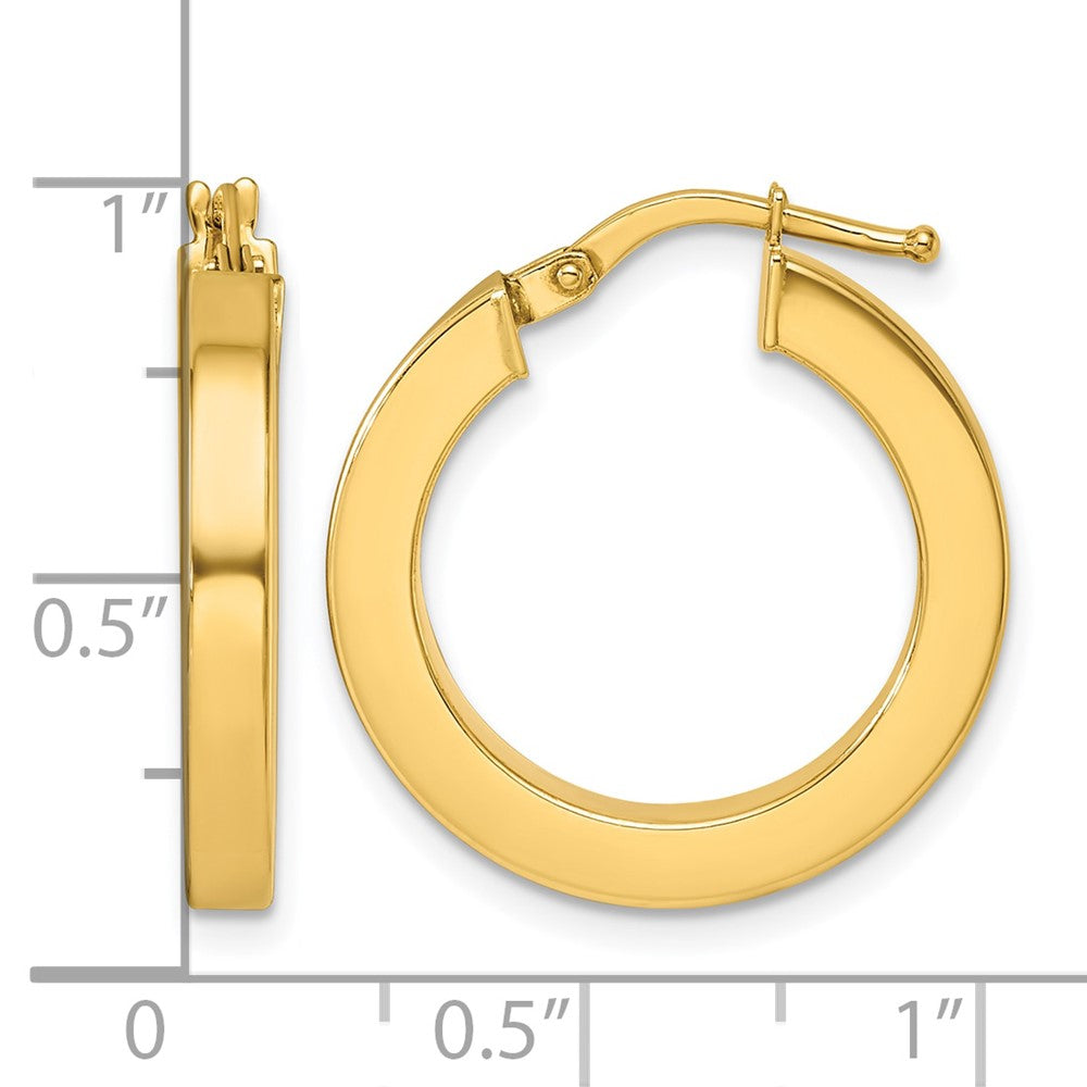 14k Yellow Gold Polished 2.9x21.4mm Square Tube Round Hoop Earrings