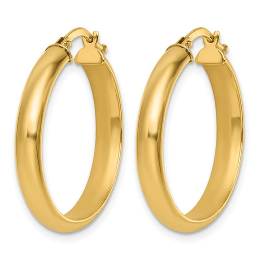 14k Yellow Gold Polished 3.8x24.7mm Round Hoop Earrings