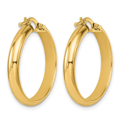 14k Yellow Gold Polished 3.8x24.7mm Round Hoop Earrings