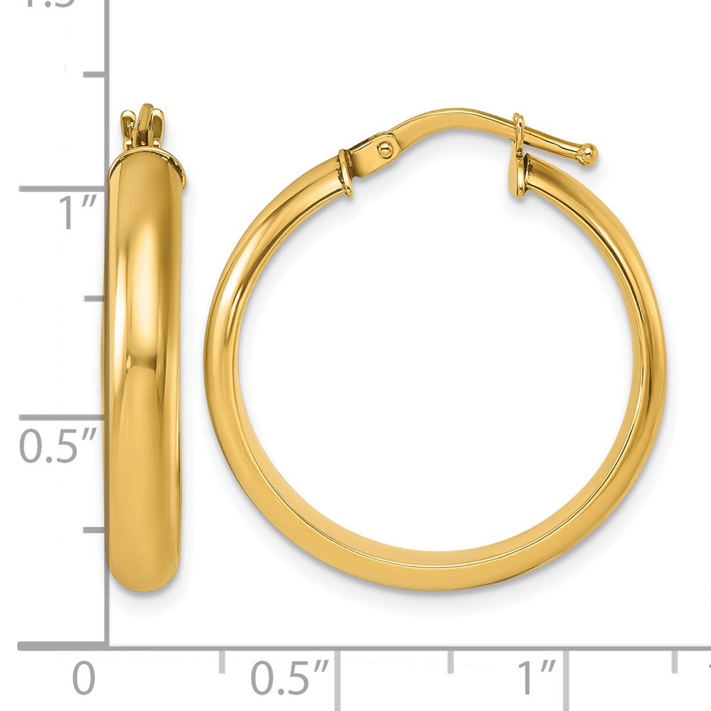 14k Yellow Gold Polished 3.8x24.7mm Round Hoop Earrings