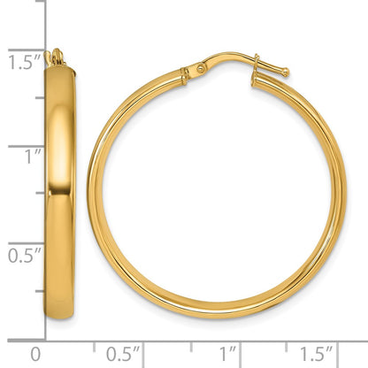 14k Yellow Gold Polished 4x33.5mm Round Hoop Earrings