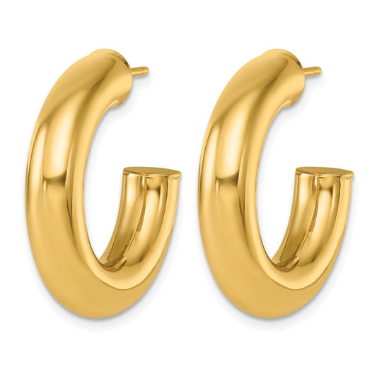 14k Yellow Gold Polished 5.7mm Small Round Tube Post C-Hoop Earrings