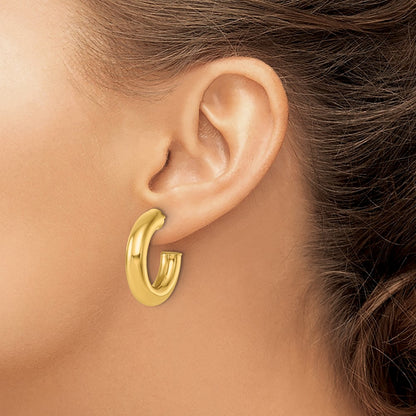 14k Yellow Gold Polished 5.7mm Small Round Tube Post C-Hoop Earrings