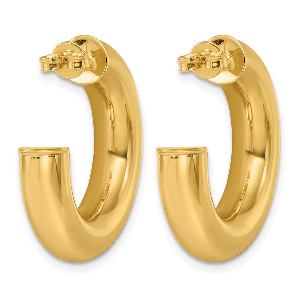 14k Yellow Gold Polished 5.7mm Small Round Tube Post C-Hoop Earrings