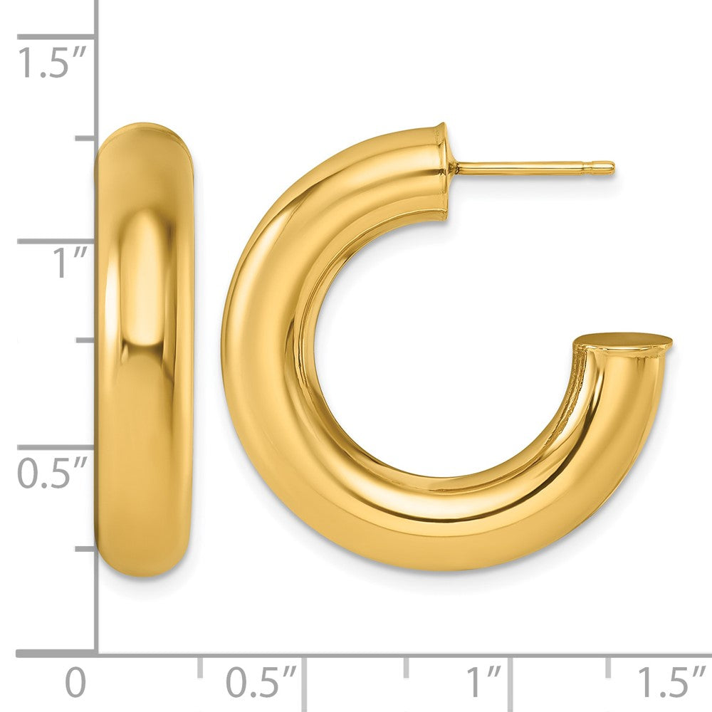 14k Yellow Gold Polished 5.7mm Small Round Tube Post C-Hoop Earrings