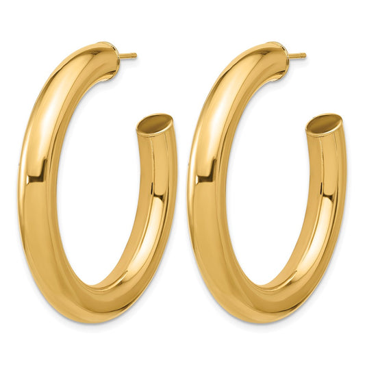 14k Yellow Gold Polished 5.7mm Medium Round Tube Post C-Hoop Earrings