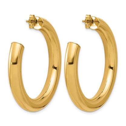 14k Yellow Gold Polished 5.7mm Medium Round Tube Post C-Hoop Earrings
