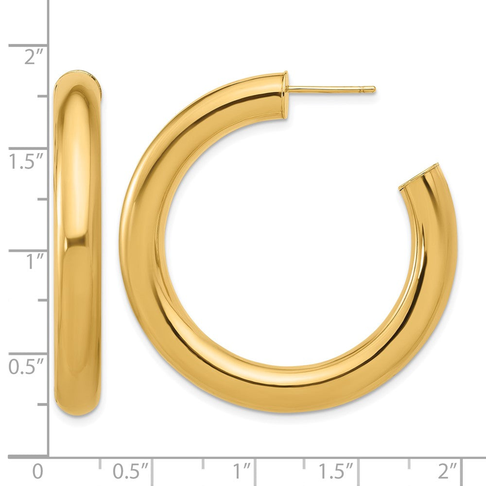 14k Yellow Gold Polished 5.7mm Medium Round Tube Post C-Hoop Earrings