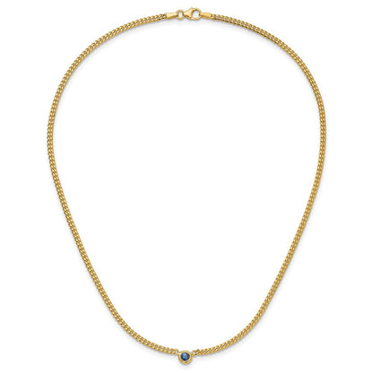 14K Yellow Gold Sapphire Curb Necklace 16"