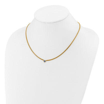14K Yellow Gold Sapphire Curb Necklace 16"