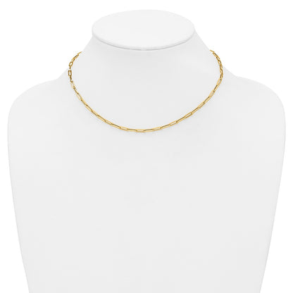 14k Yellow Gold Polished 3.1mm Paperclip Link Necklace