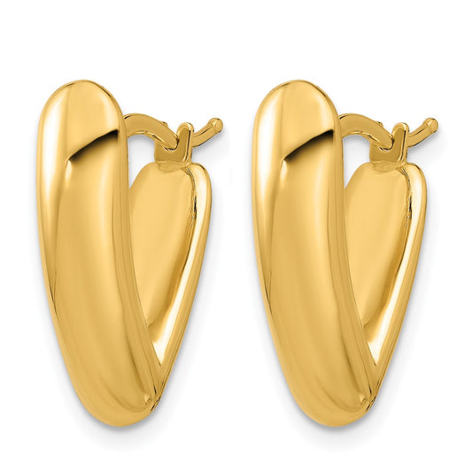 14k Yellow Gold Polished V Shape Hoop Earrings