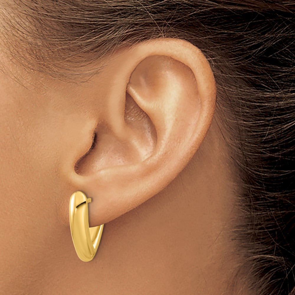 14k Yellow Gold Polished V Shape Hoop Earrings