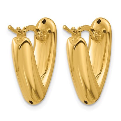 14k Yellow Gold Polished V Shape Hoop Earrings