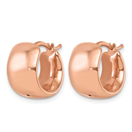 14K Rose Gold Polished 9.3mm Round Hoop Earrings