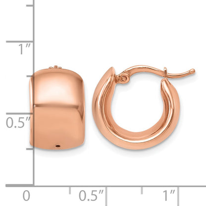 14K Rose Gold Polished 9.3mm Round Hoop Earrings