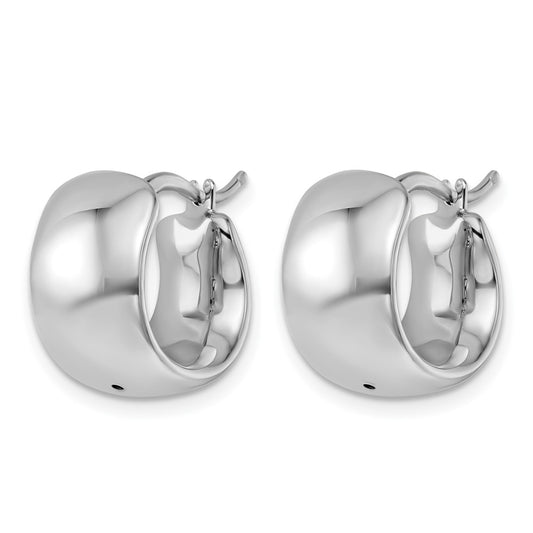 14K White Gold Rhodium-plated Polished 9.3mm Round Hoop Earrings