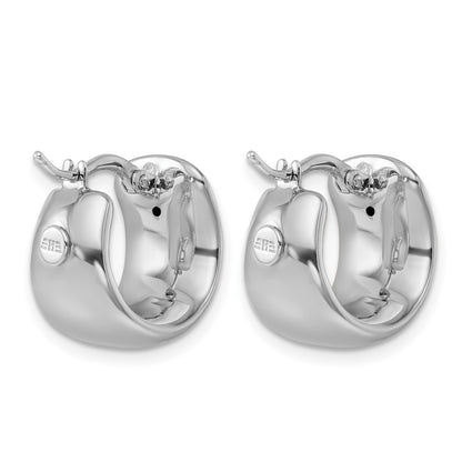 14K White Gold Rhodium-plated Polished 9.3mm Round Hoop Earrings