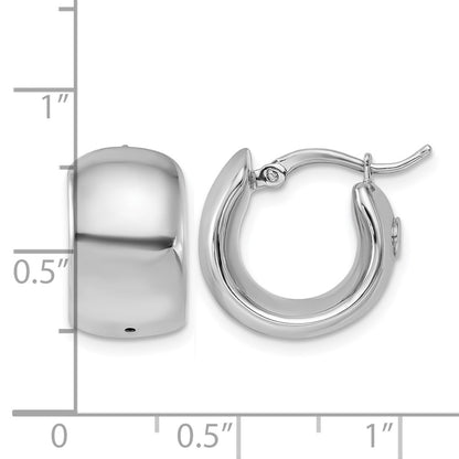 14K White Gold Rhodium-plated Polished 9.3mm Round Hoop Earrings