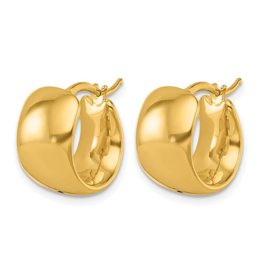 14k Yellow Gold Polished 9.3mm Round Hoop Earrings