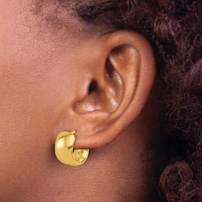 14k Yellow Gold Polished 9.3mm Round Hoop Earrings