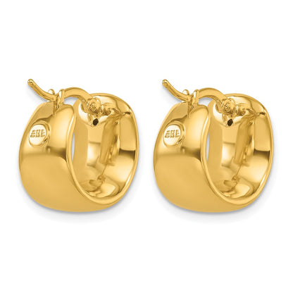 14k Yellow Gold Polished 9.3mm Round Hoop Earrings