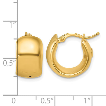 14k Yellow Gold Polished 9.3mm Round Hoop Earrings