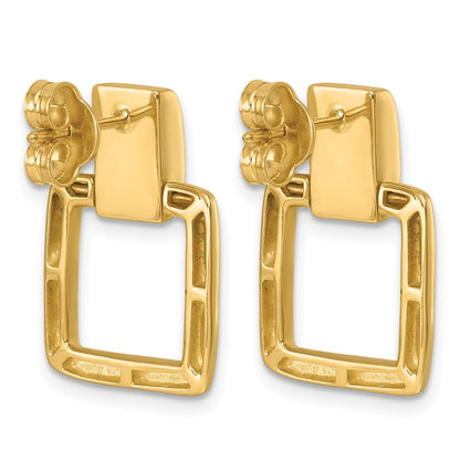 14k Yellow Gold Polished Square Link Post Dangle Earrings
