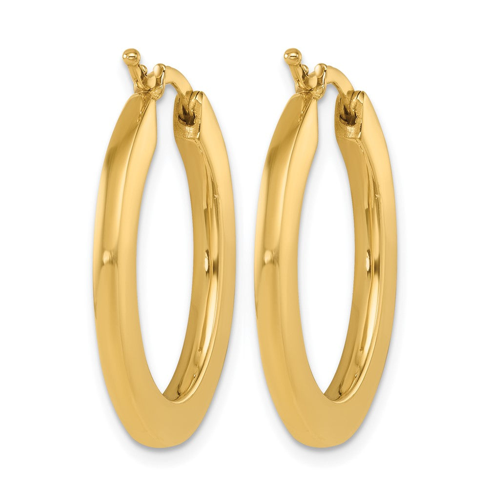 14k Yellow Gold Polished 2.3mm Square Tube Oval Hoop Earrings