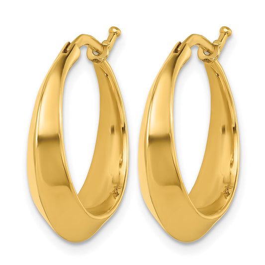 14k Yellow Gold Polished Knife Edge Round Hoop Earrings