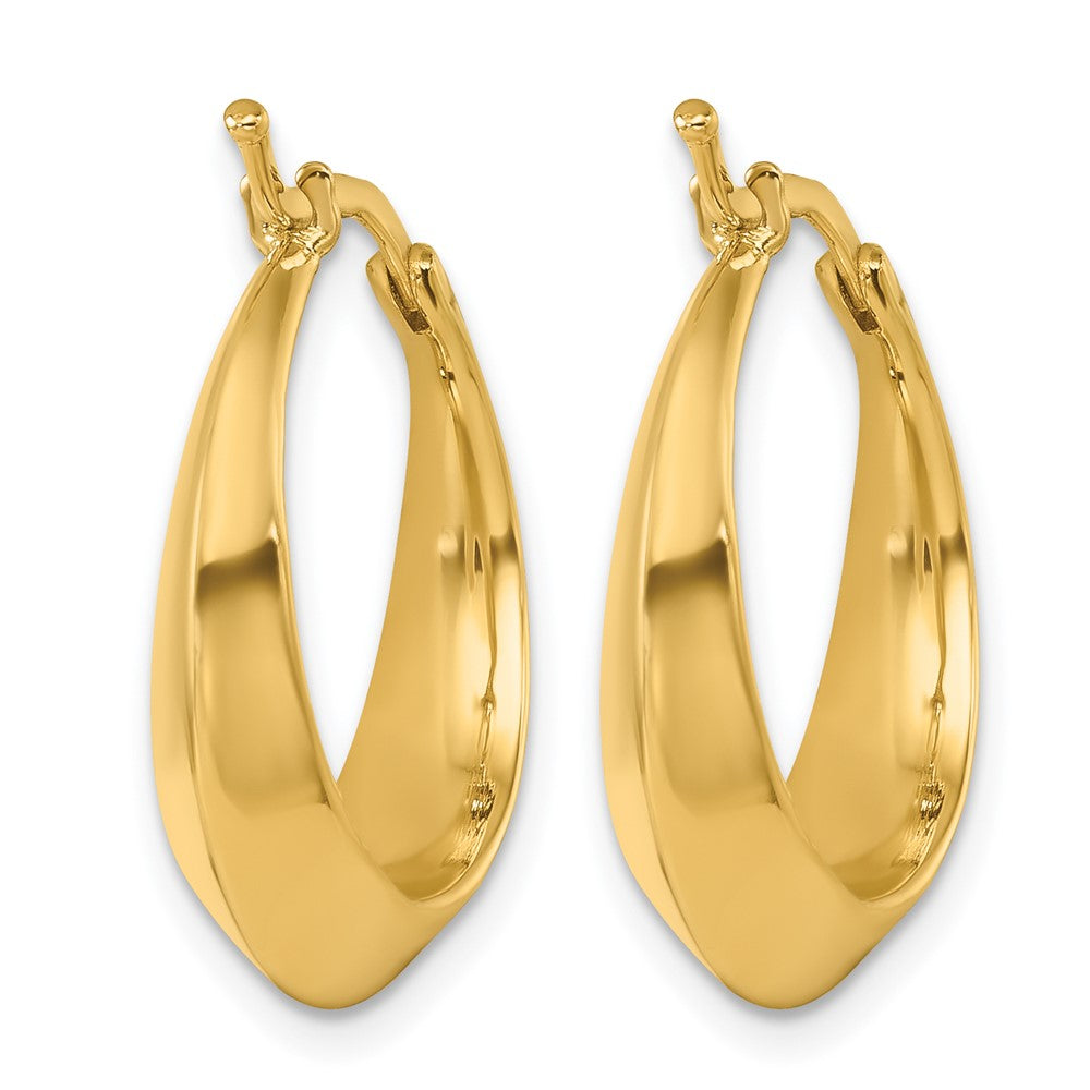 14k Yellow Gold Polished Knife Edge Round Hoop Earrings