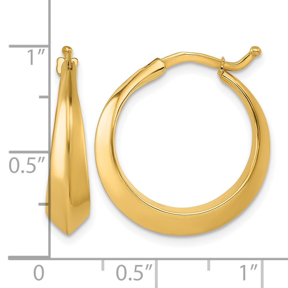 14k Yellow Gold Polished Knife Edge Round Hoop Earrings