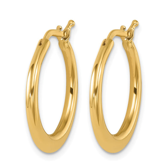14k Yellow Gold Polished Tapered 2.2mm Round Hoop Earrings