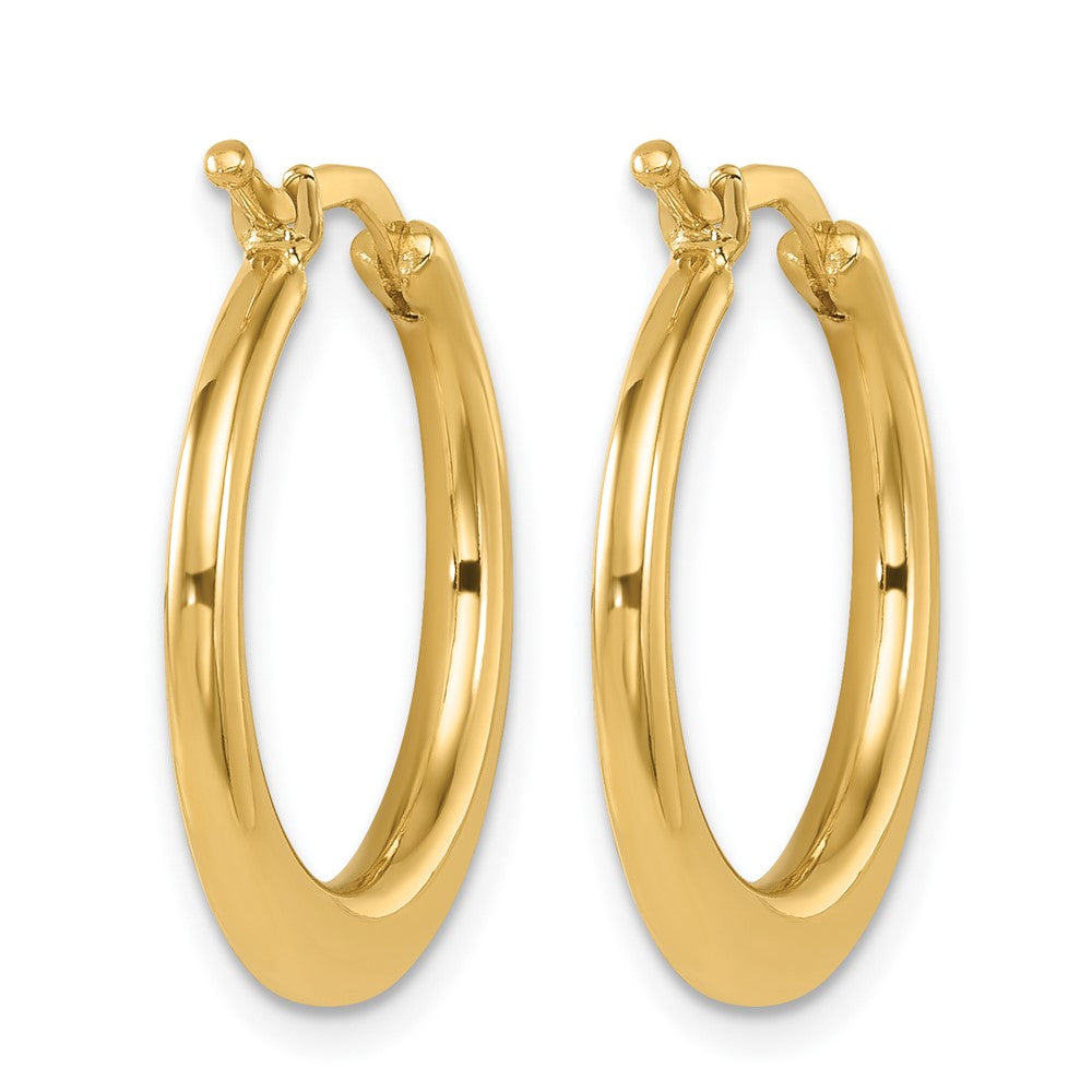 14k Yellow Gold Polished Tapered 2.2mm Round Hoop Earrings