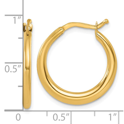 14k Yellow Gold Polished Tapered 2.2mm Round Hoop Earrings