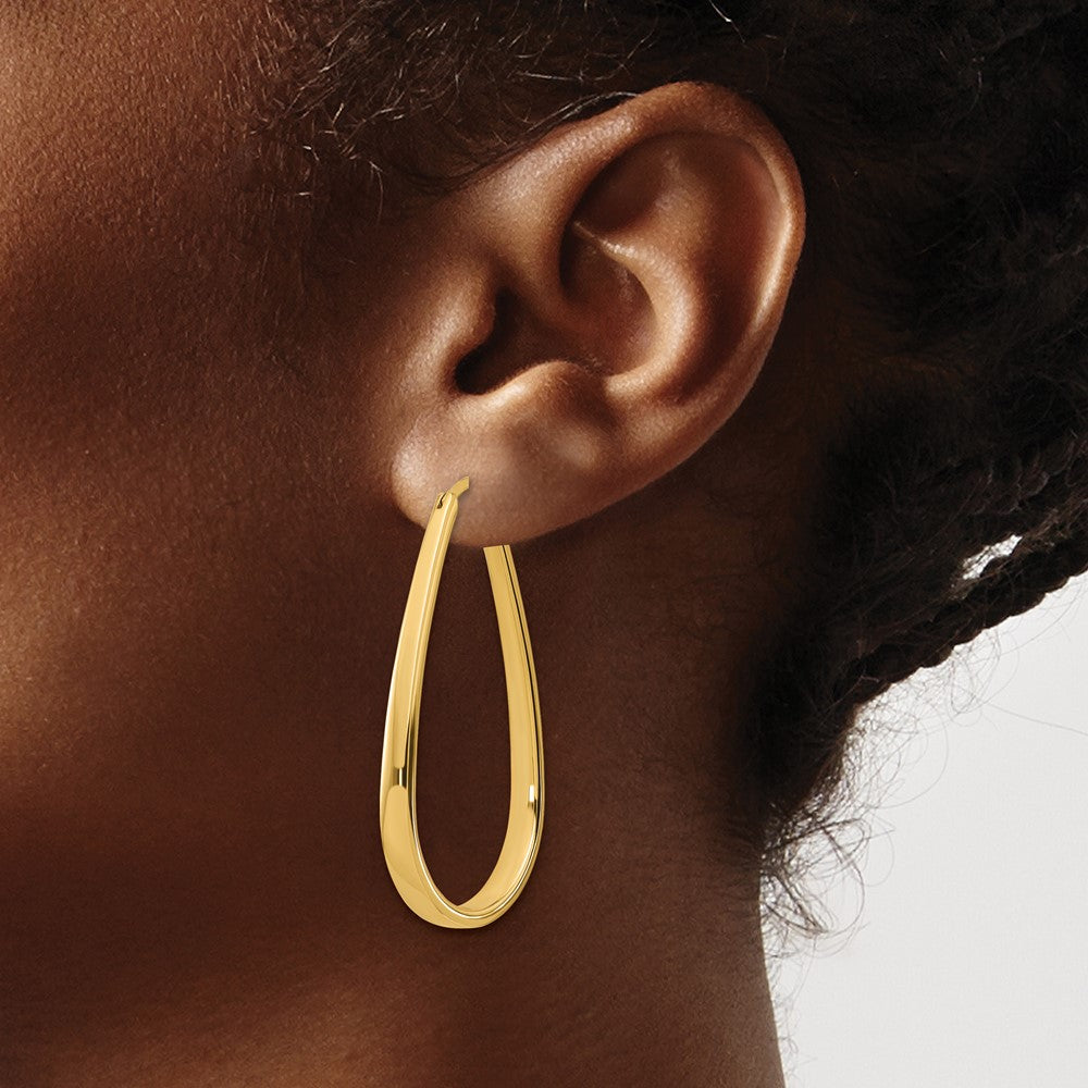 14k Yellow Gold Polished 3.9mm Oval Hoop Earrings