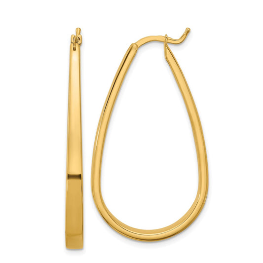14k Yellow Gold Polished 3.9mm Oval Hoop Earrings