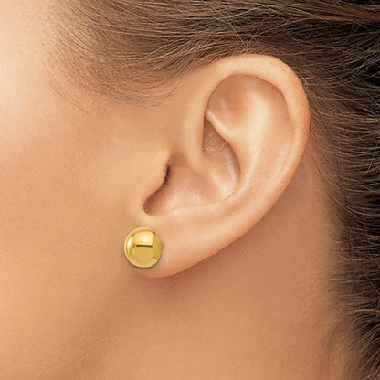 14k Yellow Gold Polished 10.0mm Button Stud Earrings