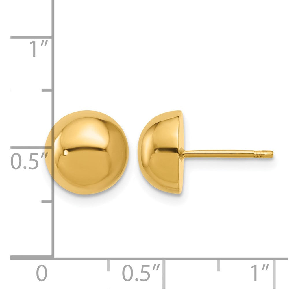 14k Yellow Gold Polished 10.0mm Button Stud Earrings