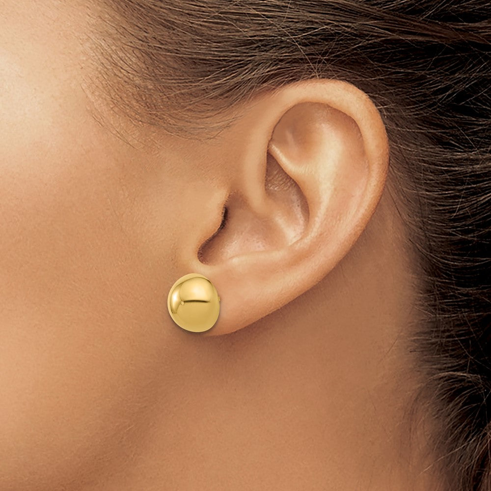 14k Yellow Gold Polished 12.0mm Button Stud Earrings