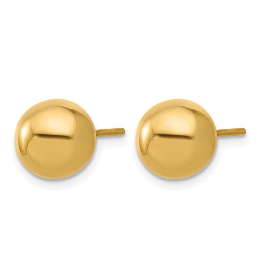 14k Yellow Gold Polished 10.0mm Ball Stud Earrings