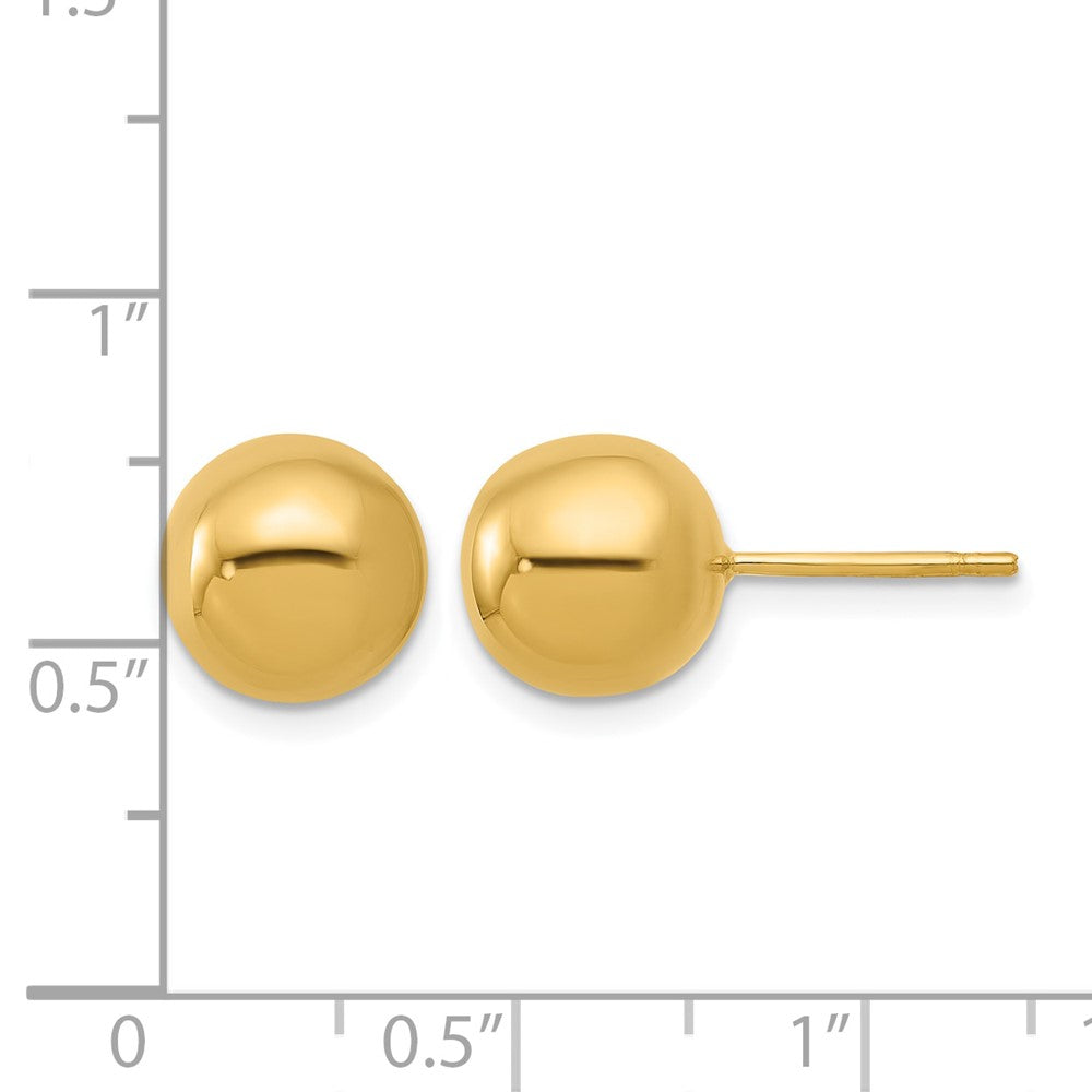 14k Yellow Gold Polished 10.0mm Ball Stud Earrings