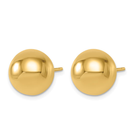 14k Yellow Gold Polished 12.0mm Ball Stud Earrings